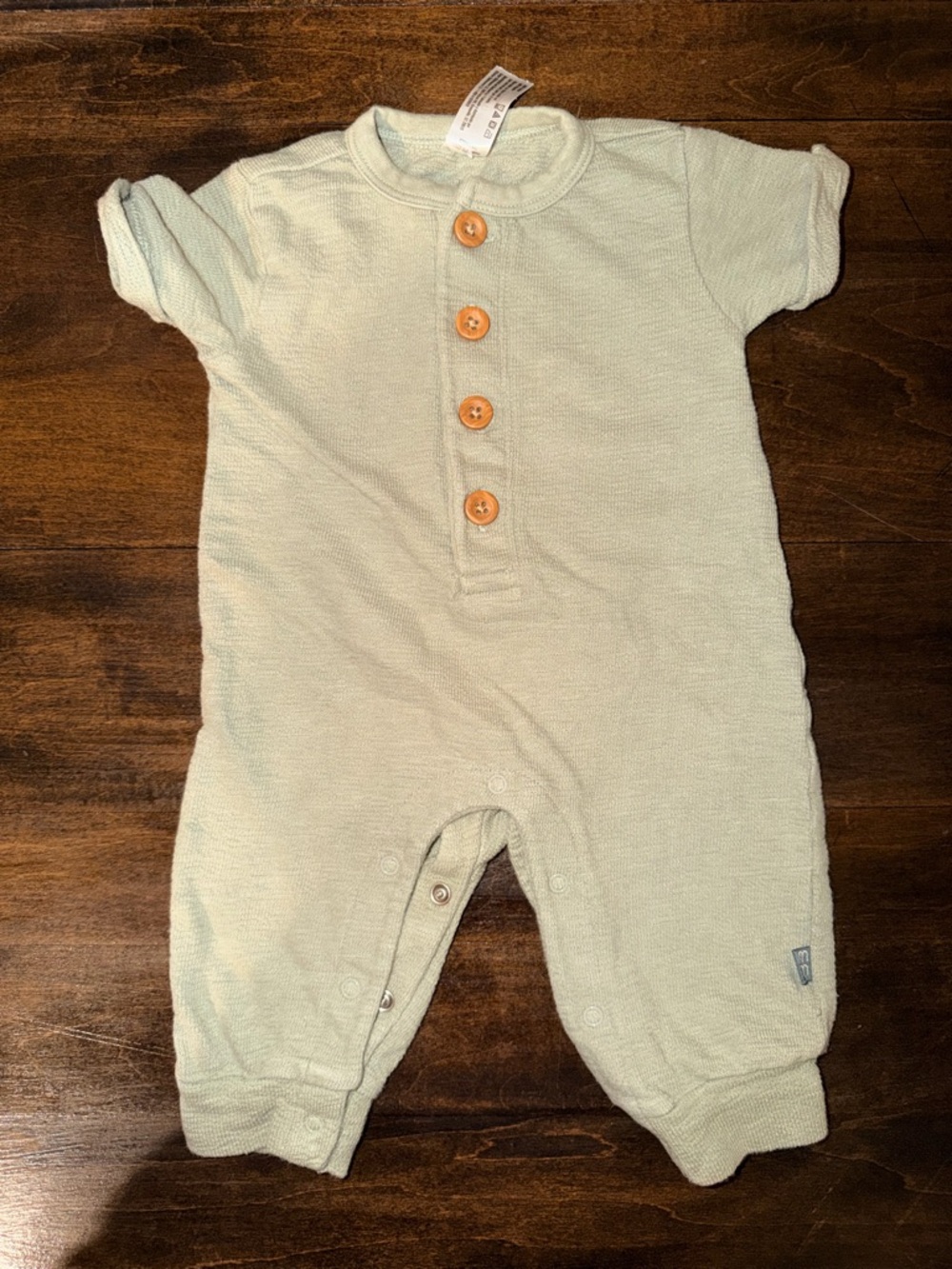 Soft Sage Baby Footed One-Piece with Button Placket